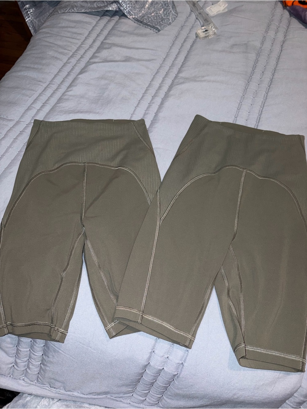 Two pair Lululemon size 0 Olive Green High-Waist Biker Shorts - Pair